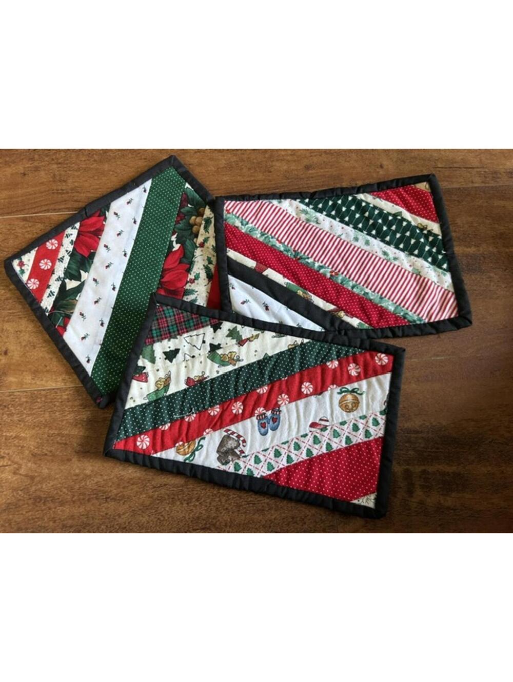 Set of 3 Handmade Quilted Christmas Holiday Mini Pot Holders